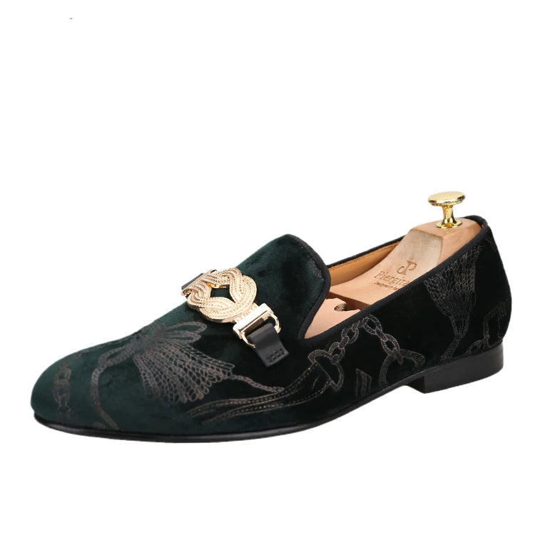Men's Classic Loafers With Paisley Printing Made By Hand In Court Style