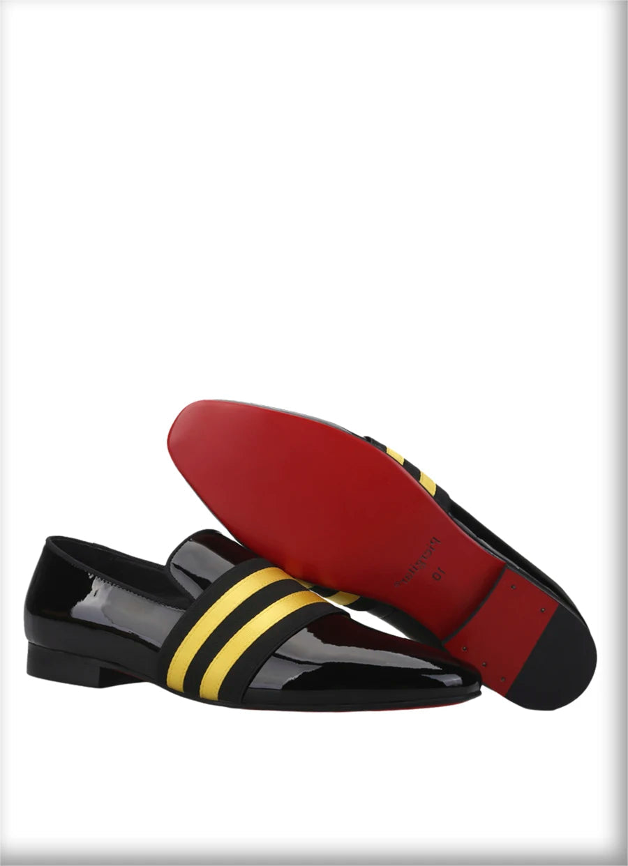 Men's Patent Leather Slip-On Shoes with Patchwork Colour Crossband Comfortable Wear for Fashion Party