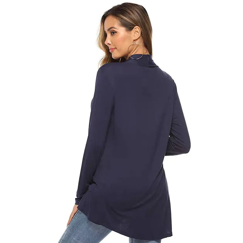 Women's Knitted Cardigan for Spring and Summer Versatile Large Size Cardigan Medium to Long Length Long Sleeve Outcoat