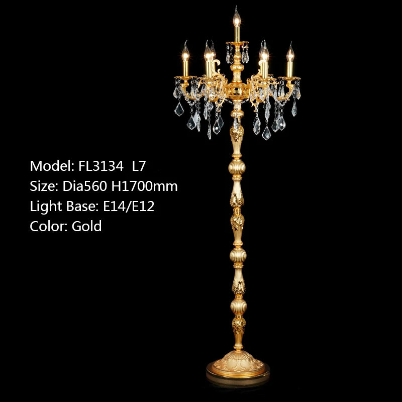 Meerosee Classic 7 Lights Crystal Floor Lamp