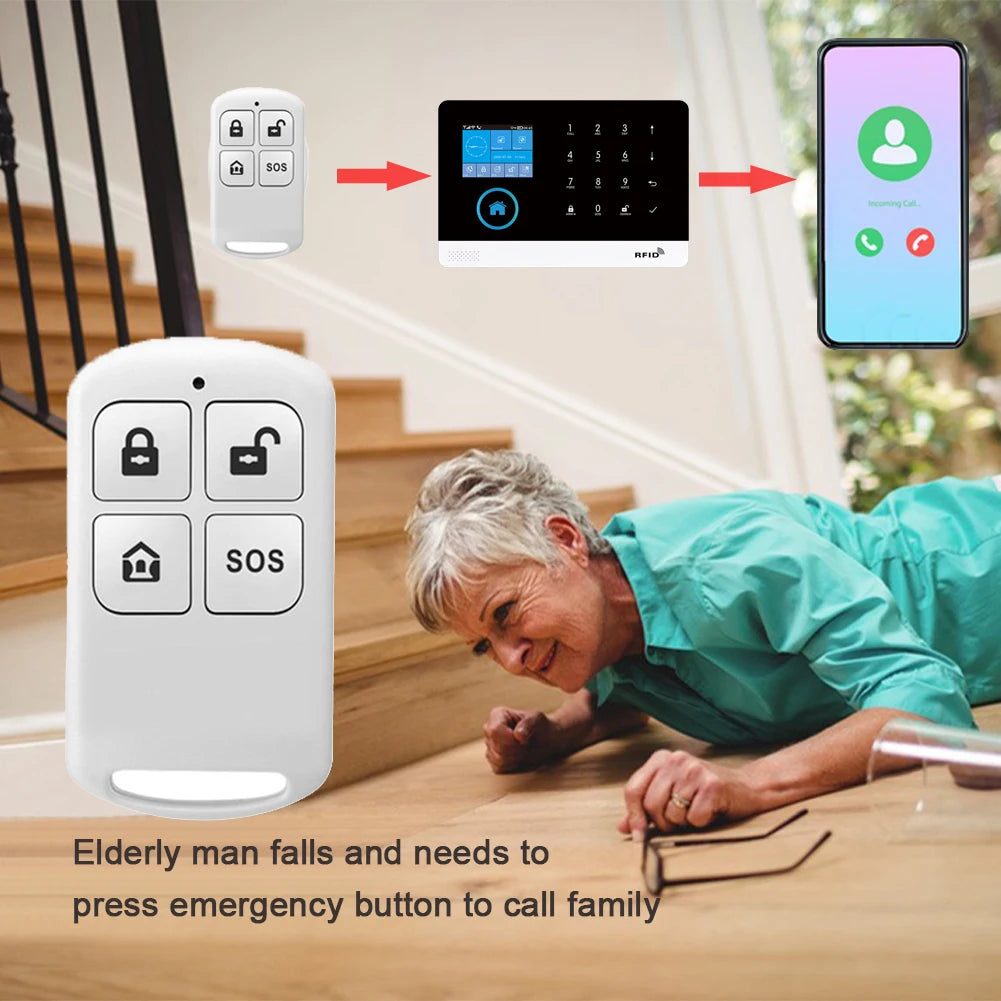 TAIBOAN 433MHz Home Burglar Alarm Host Accessories Wireless Link Smoke Sensor Door Magnetic Water Leak Detector Doorbell RFID