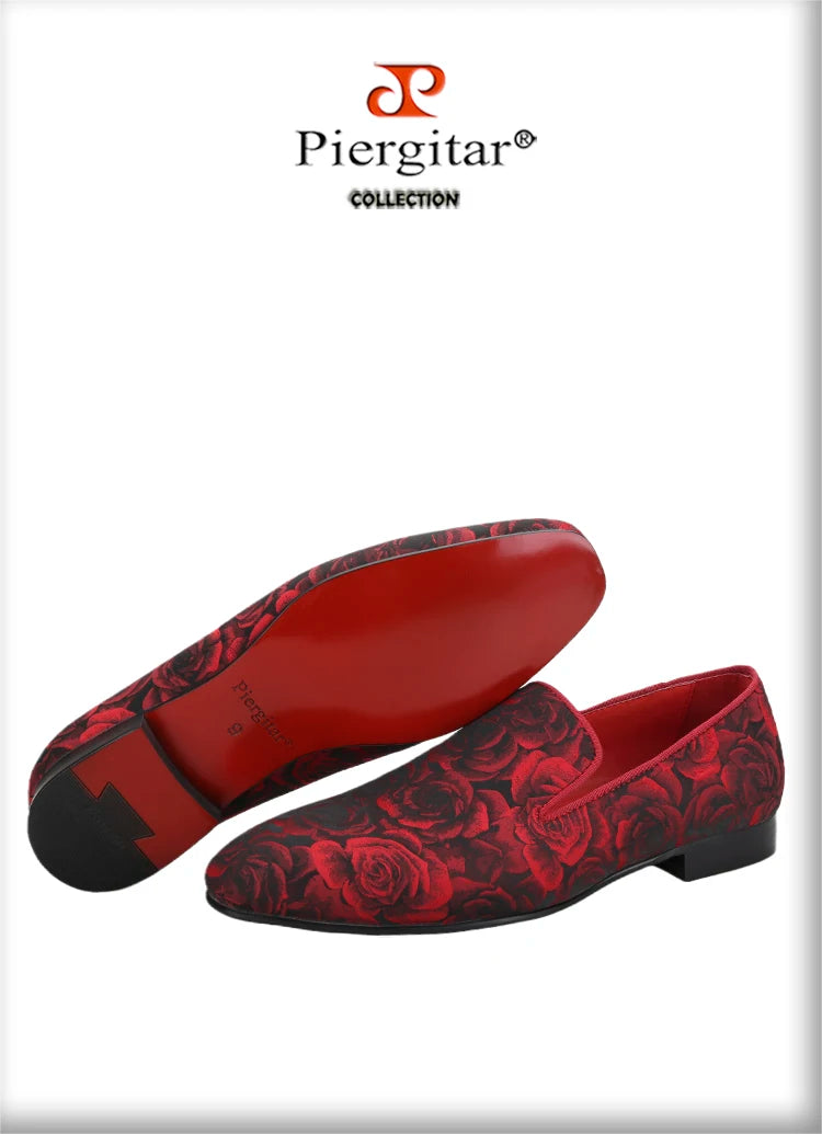 Piergitar Three Dimensional Flower Jacquard Fabric Men's Loafers For Party And Wedding Slip-On Moccasins Handmade In Guang Zhou