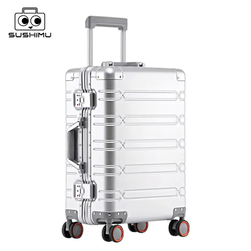 All-aluminum-magnesium alloy trolley suitcase