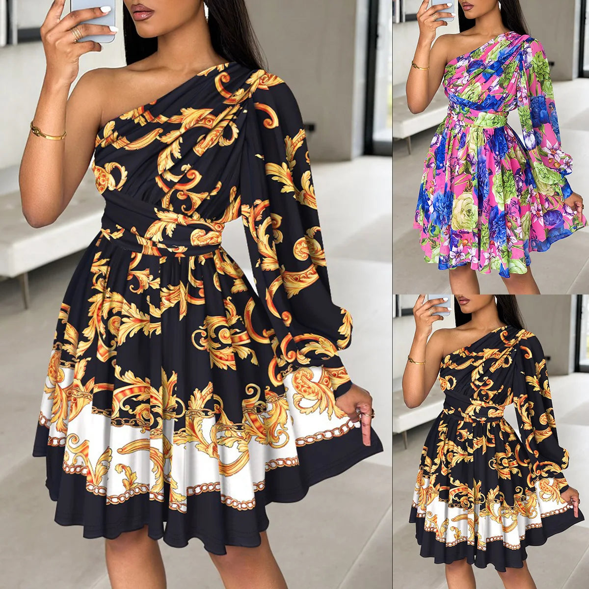 Off Shoulder Boho Print Women Dress
