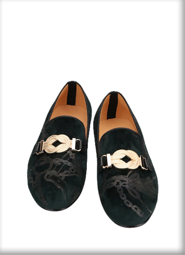 Men's Classic Loafers With Paisley Printing Made By Hand In Court Style