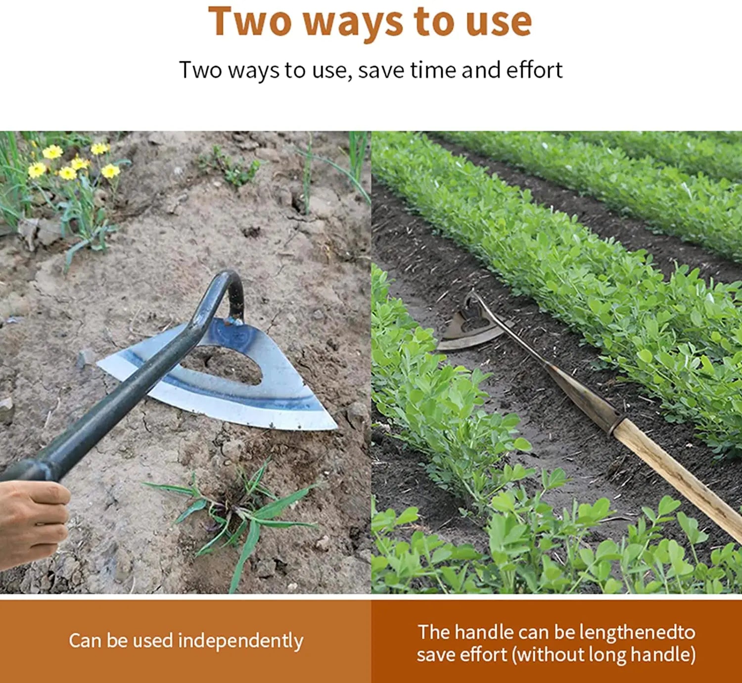 All-Steel Hardened Hollow Hoe Handheld Weeding Rake