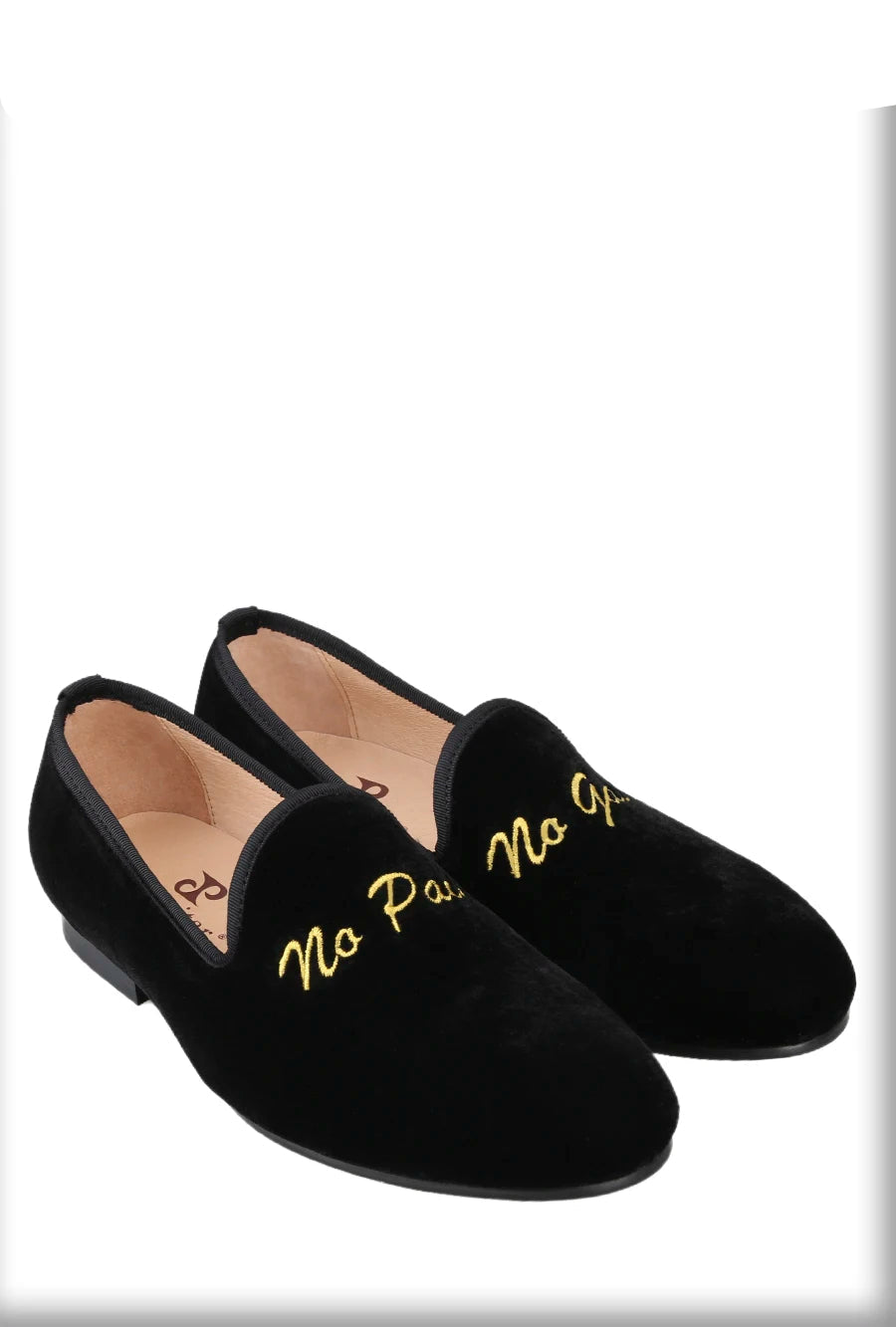 Black Velvet Moccasins with Gold Personality Embroidery for Party and Banquet Handmade Slip On Loafers
