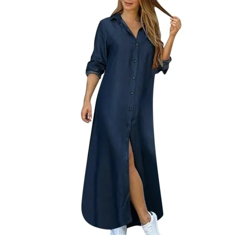 Women's Long Denim Blouse Dress