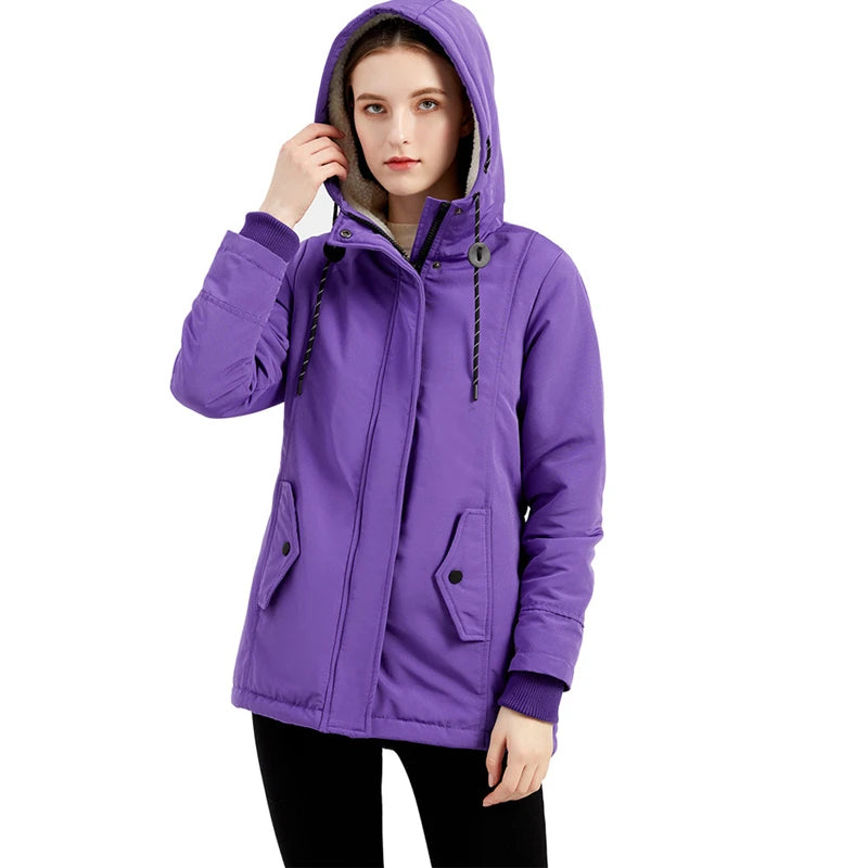 Women's Warm Hooded Parkas, Thick Plush Coats, Female Mid-Long Cotton Jacket, Winter Outwear, Big Size, S-5XL