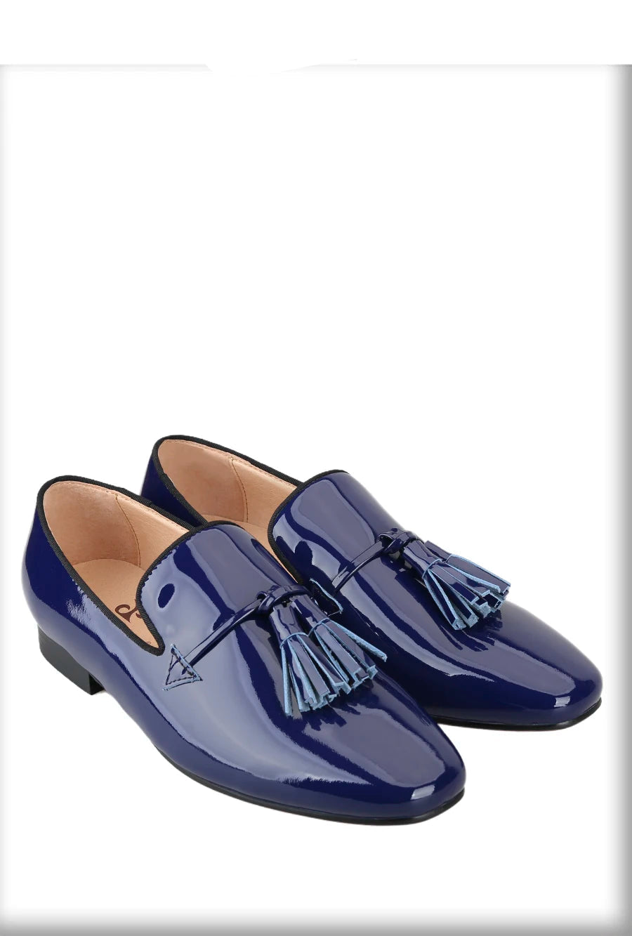 2024 New Model Royal Blue & Black Patent Leather Mens Tassels Shoe for Fashion Party Handmade Slip On Loafers