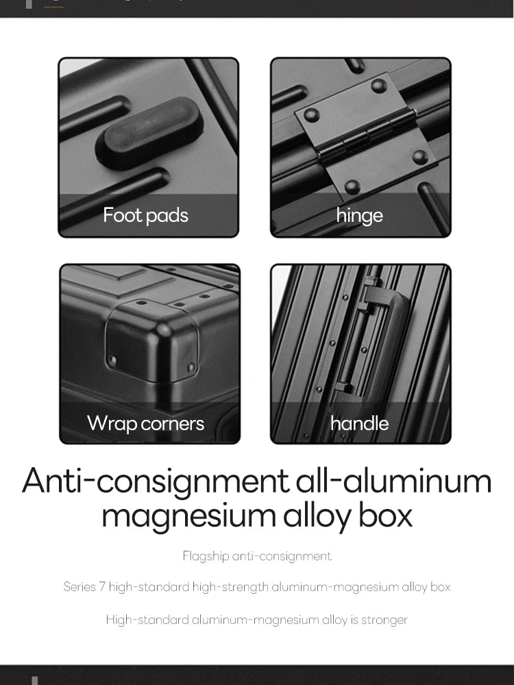100% Aluminum-magnesium Travel Suitcase