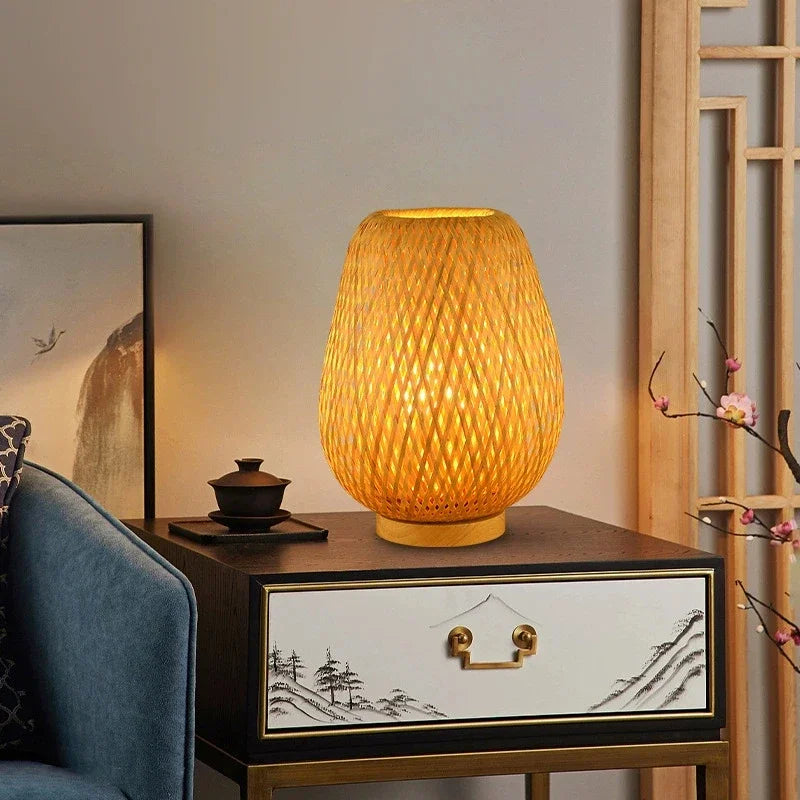Contemporary Bamboo Weaving Table Lamp