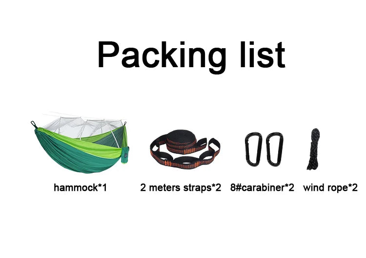 Single and Double Size Nylon Fabric Portable Travel Hammock