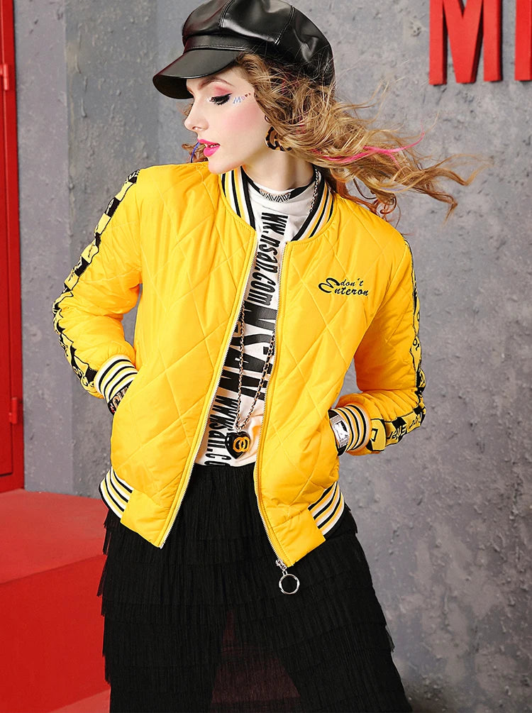 Yellow Winter coat for women short jackets for women Women's Long Sleeve coat Woman clothing Women's top