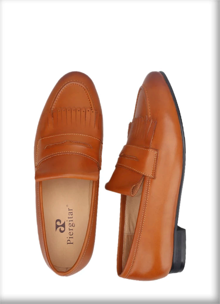 Yellow and Brown Colors Calfskin Slip-On Mens Dress Shoes for Party Handmade Male Smoking slippers