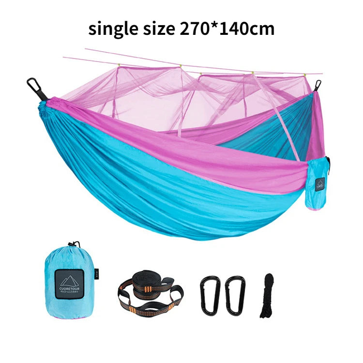 Single and Double Size Nylon Fabric Portable Travel Hammock