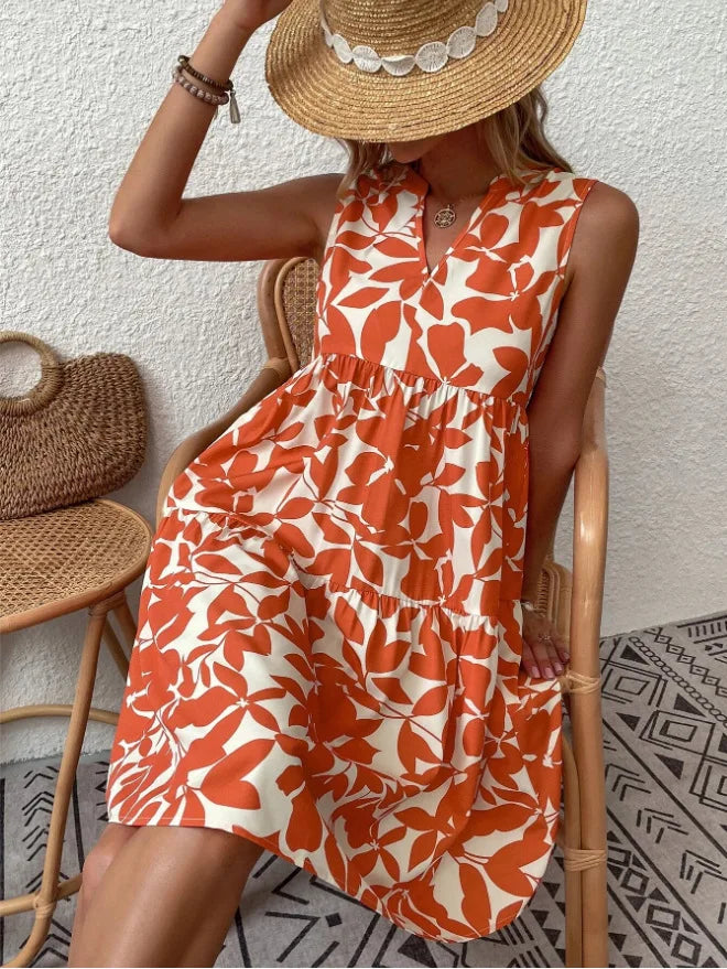 Women's Sleeveless Floral Print Dress