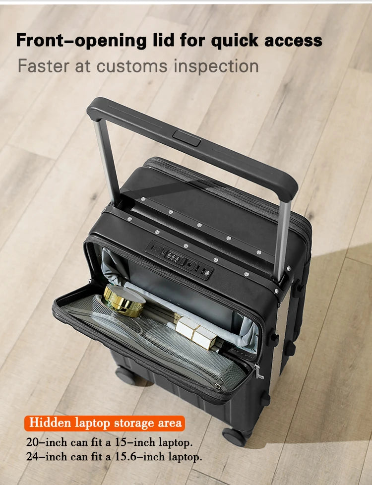 Lock Rapid-Charging Ports Luggage