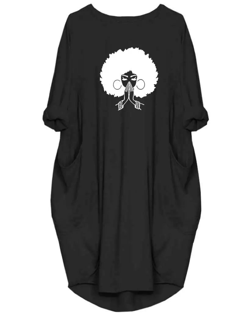 Plus Size Women Short Sleeve O-Neck Loose Dress