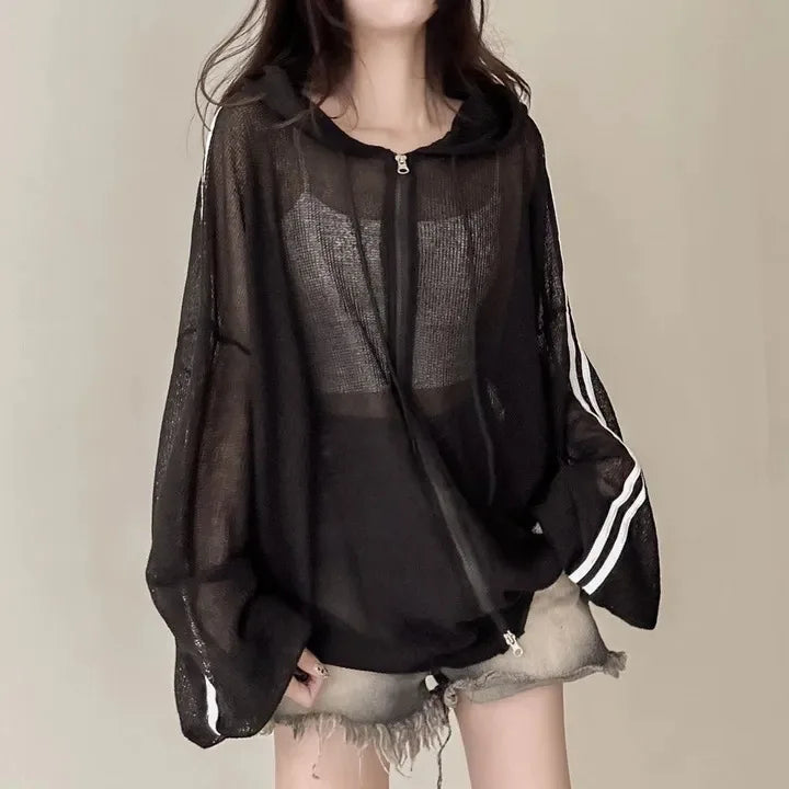 Women Thin Linen Jacket Fashion Ladies Outerwear White Sunscreen Clothing Retro Loose Long Sleeve Female Knitted Cardigan 2025