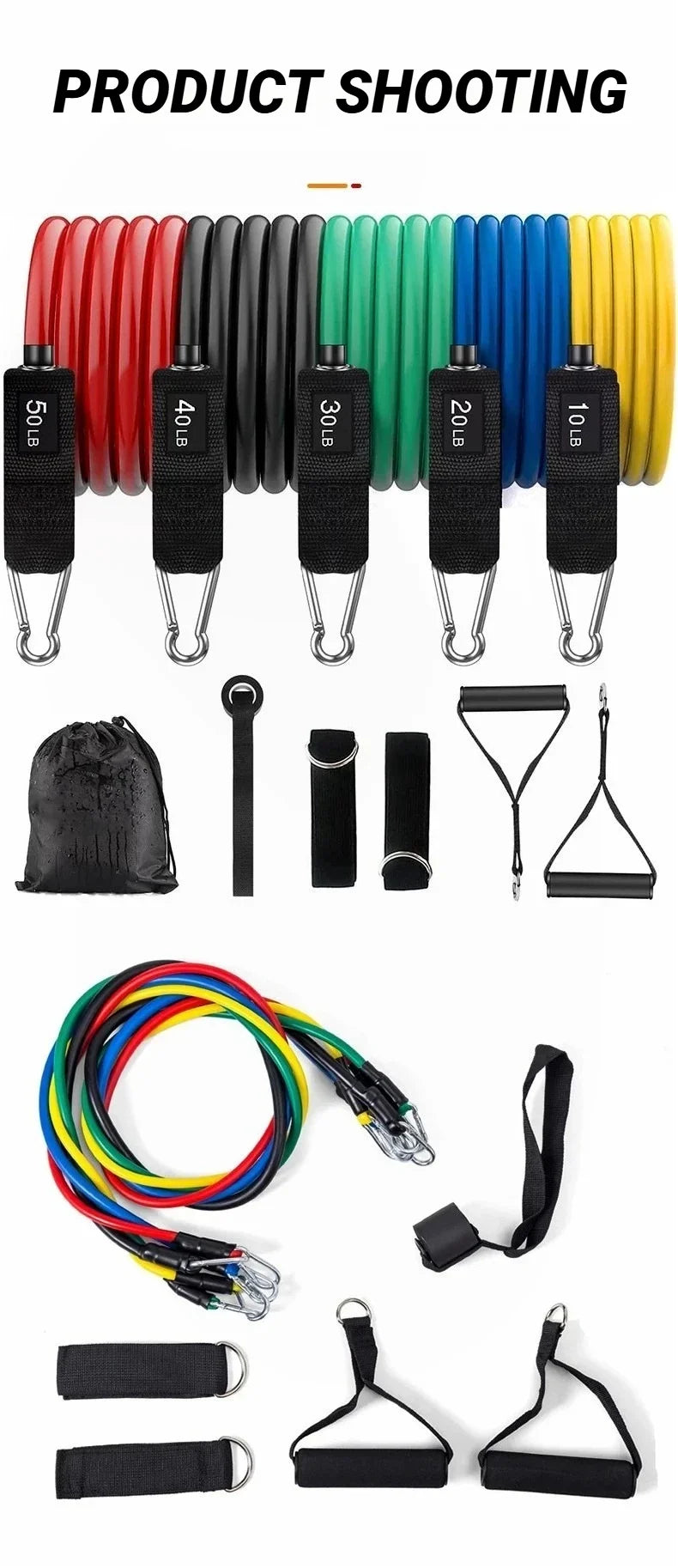 11pcs/Set Pull Rope Resistance Bands