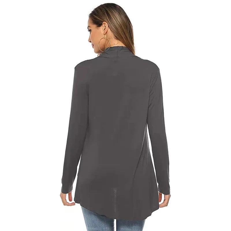 Women's Knitted Cardigan for Spring and Summer Versatile Large Size Cardigan Medium to Long Length Long Sleeve Outcoat