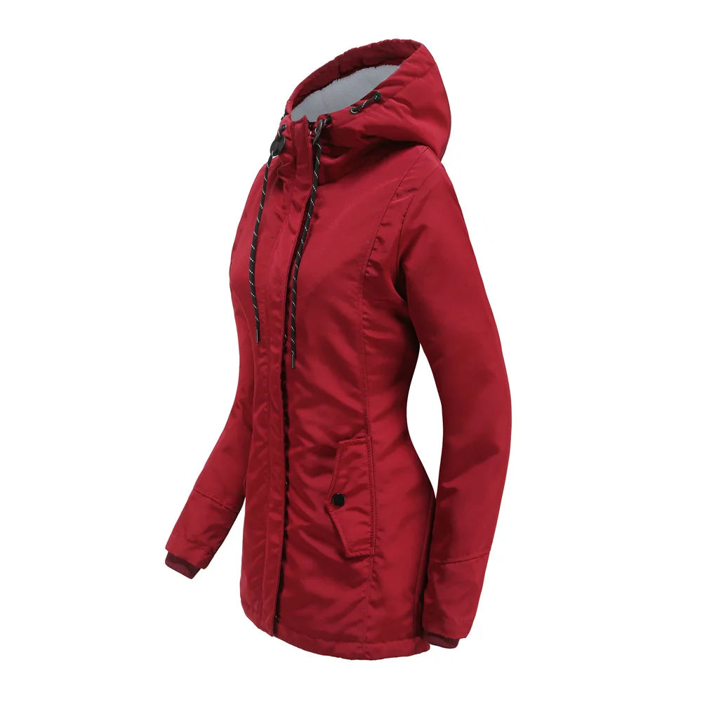 Women's Warm Hooded Parkas, Thick Plush Coats, Female Mid-Long Cotton Jacket, Winter Outwear, Big Size, S-5XL