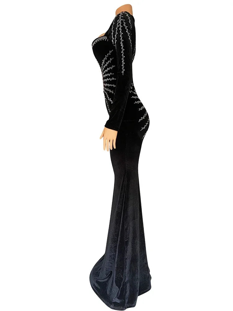 Deep V- Neck Velvet Dress