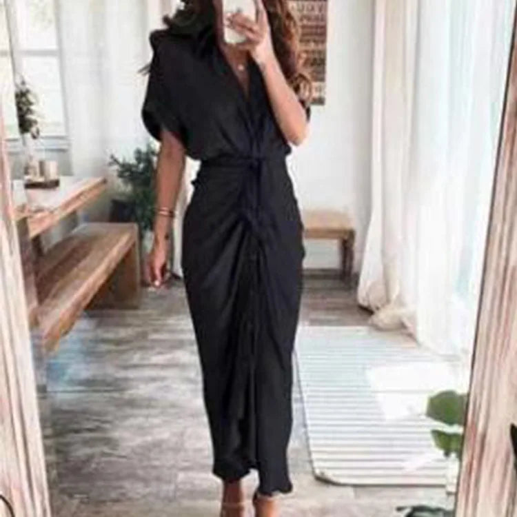 Women's Boho Print Turn-down Collar Dress