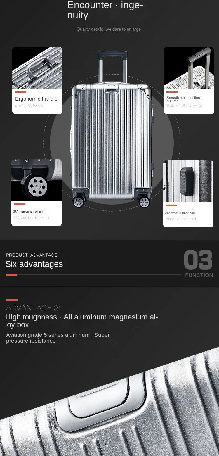 100% Aluminum-magnesium alloy Travel Suitcase