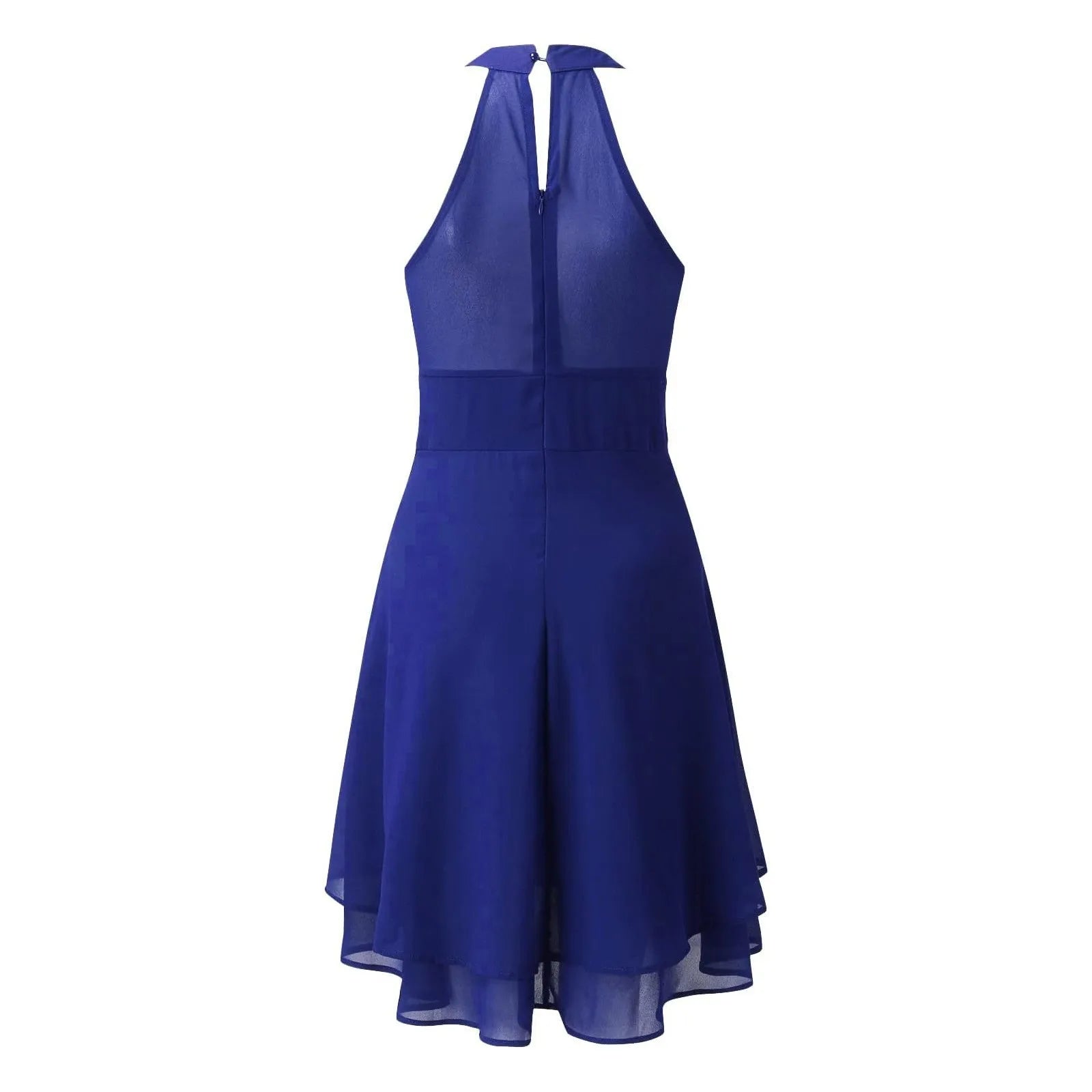 Women's Sleeveless Chiffon High-Waist Layered Halter Dress