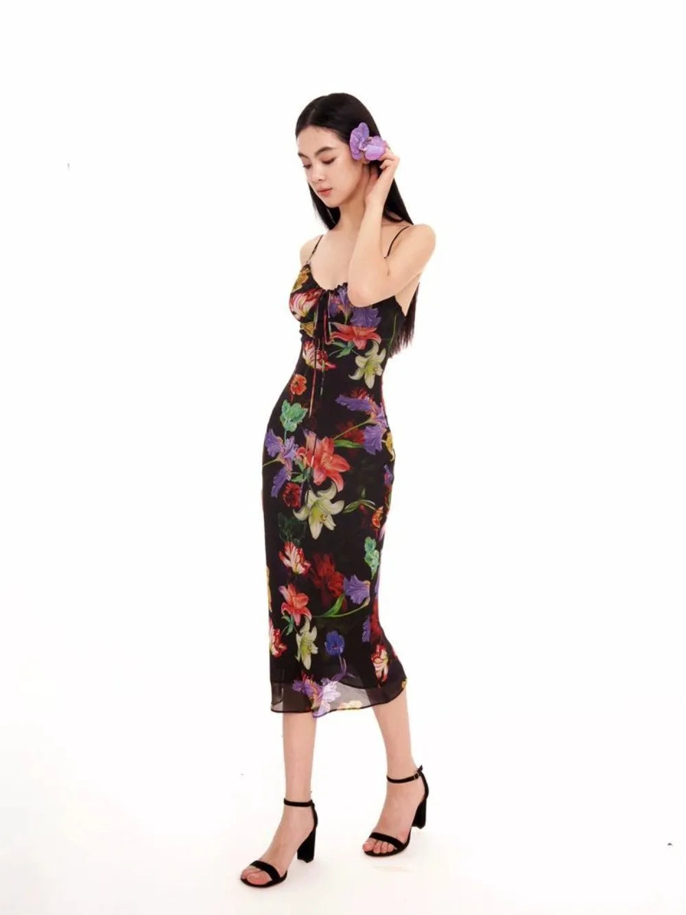 Black Tropical Maxi Dress 2025 Women Sleeveless Bodycon Mesh Dress Jungle Print Backless Evening Dress Dark Flora Aesthetic