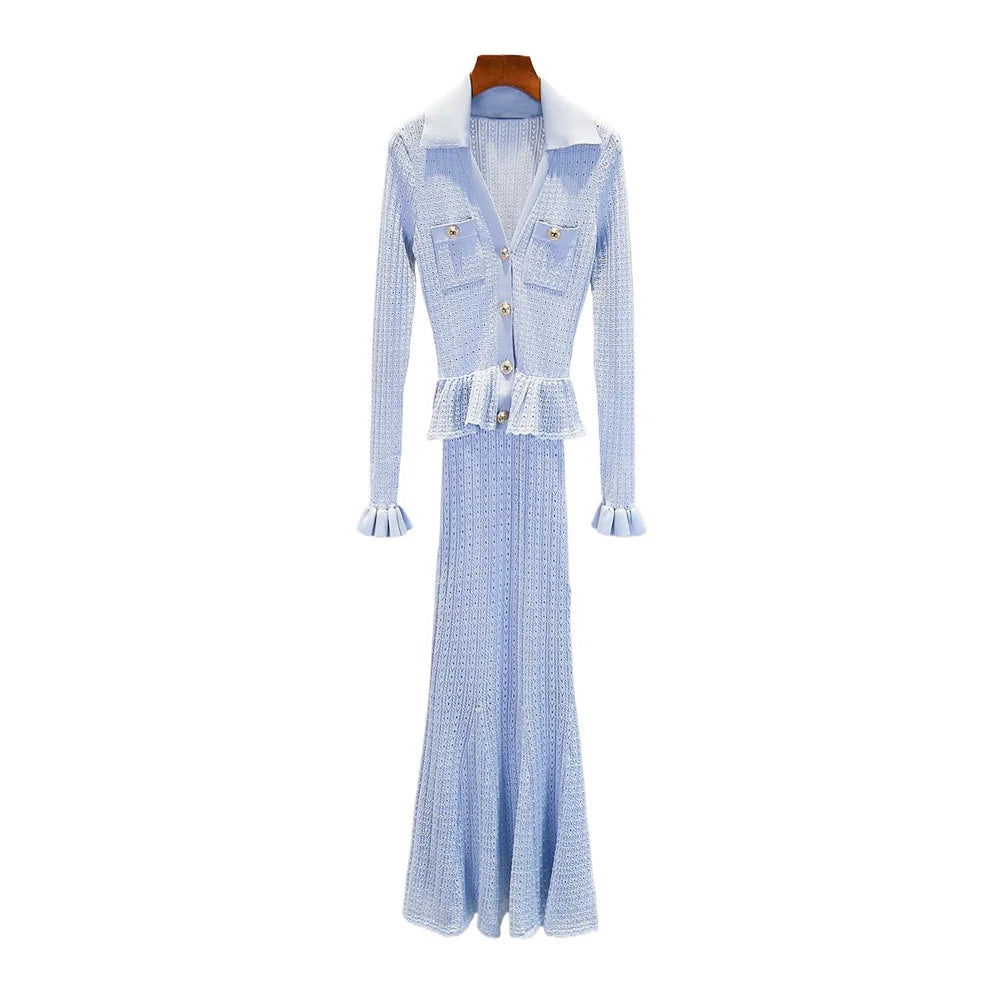 traf 2025 woman summer dress knitted ruffles corset elegant long skirt y2k New fashion high quality ruffle sleeves party dress