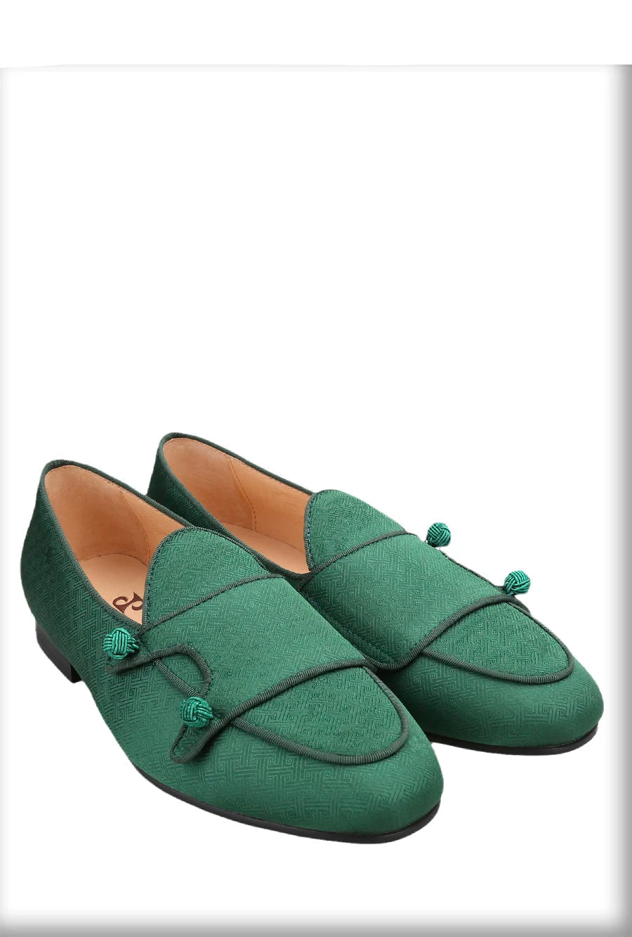 Chinese Imperial Style Silk Men's Monk Shoes Handmade Balls Buttons Slip-On Smoking Shoes