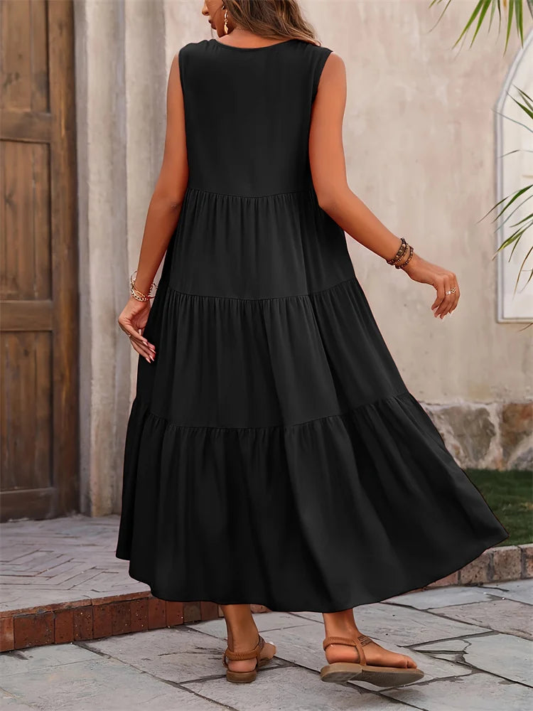 Long Loose Ruffle Dress
