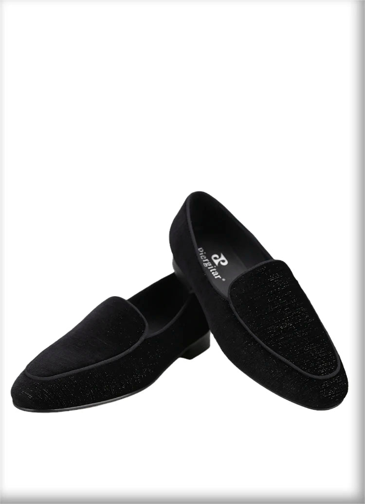 Handmade Meteor Shower Velvet Men's Loafers British Style Class Slip-On Men Smoking Sliders Plus Size