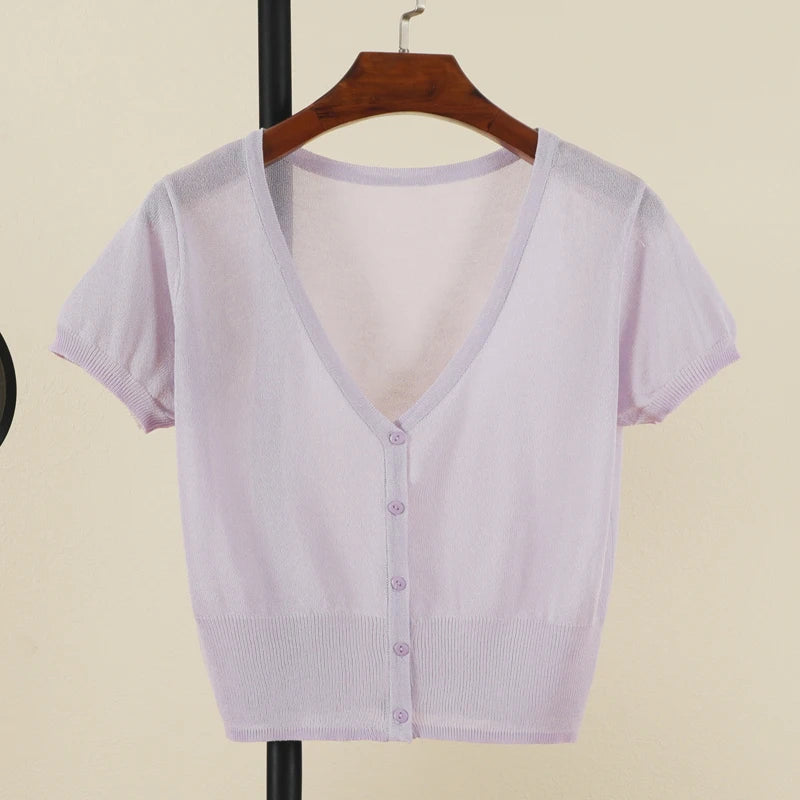 Outerwear Jerseys Summer Cardigan Women Cropped Blouse