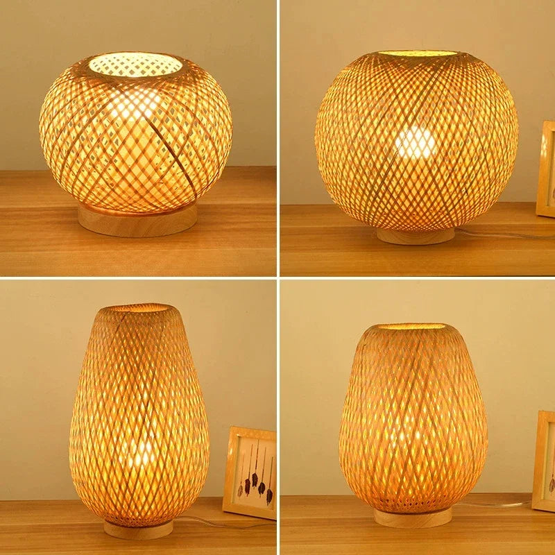 Contemporary Bamboo Weaving Table Lamp