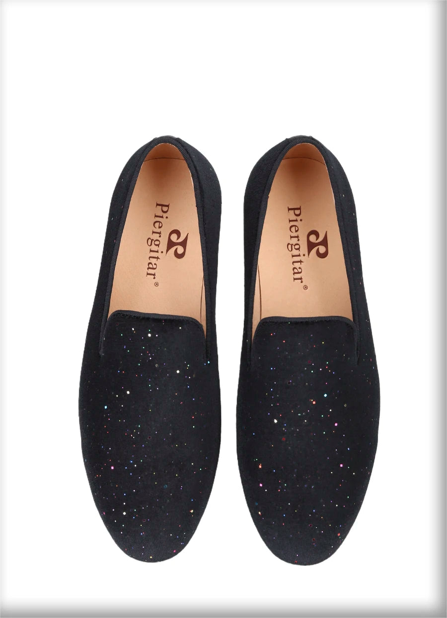 Mens Smoking Slippers with Breathable Leather Insoles and Handmade Sequins for Proms And Parties