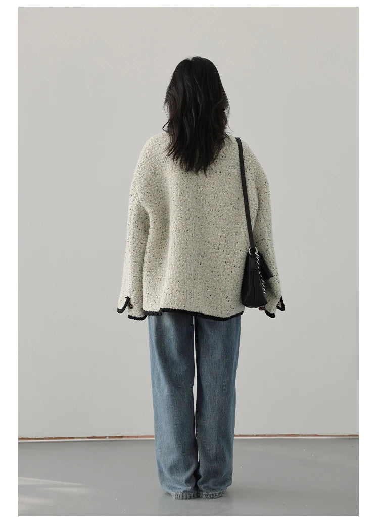 CHIC VEN Women's Woolen Coat Heavy Industry Down Jacket Vintage V-Neck Woman Down Coat Female Tops Autumn Winter 2024