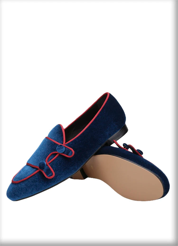 Double Monk Men Velvet Shoes Made Adult Fashion Dress Moccasins Luxury Designer Brand Men Loafers Plus-Size