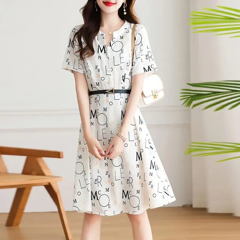 Midi-length Satin Woman Dress with chiffon