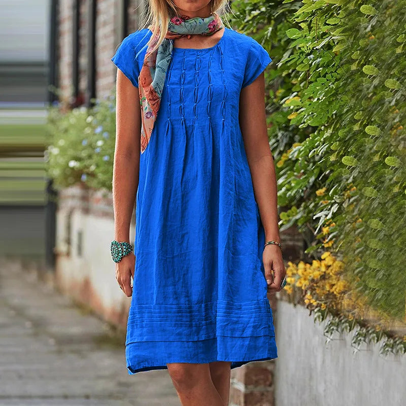 Women’s Summer Dress Casual Solid Short Sleeve Party Robe S-5XXX