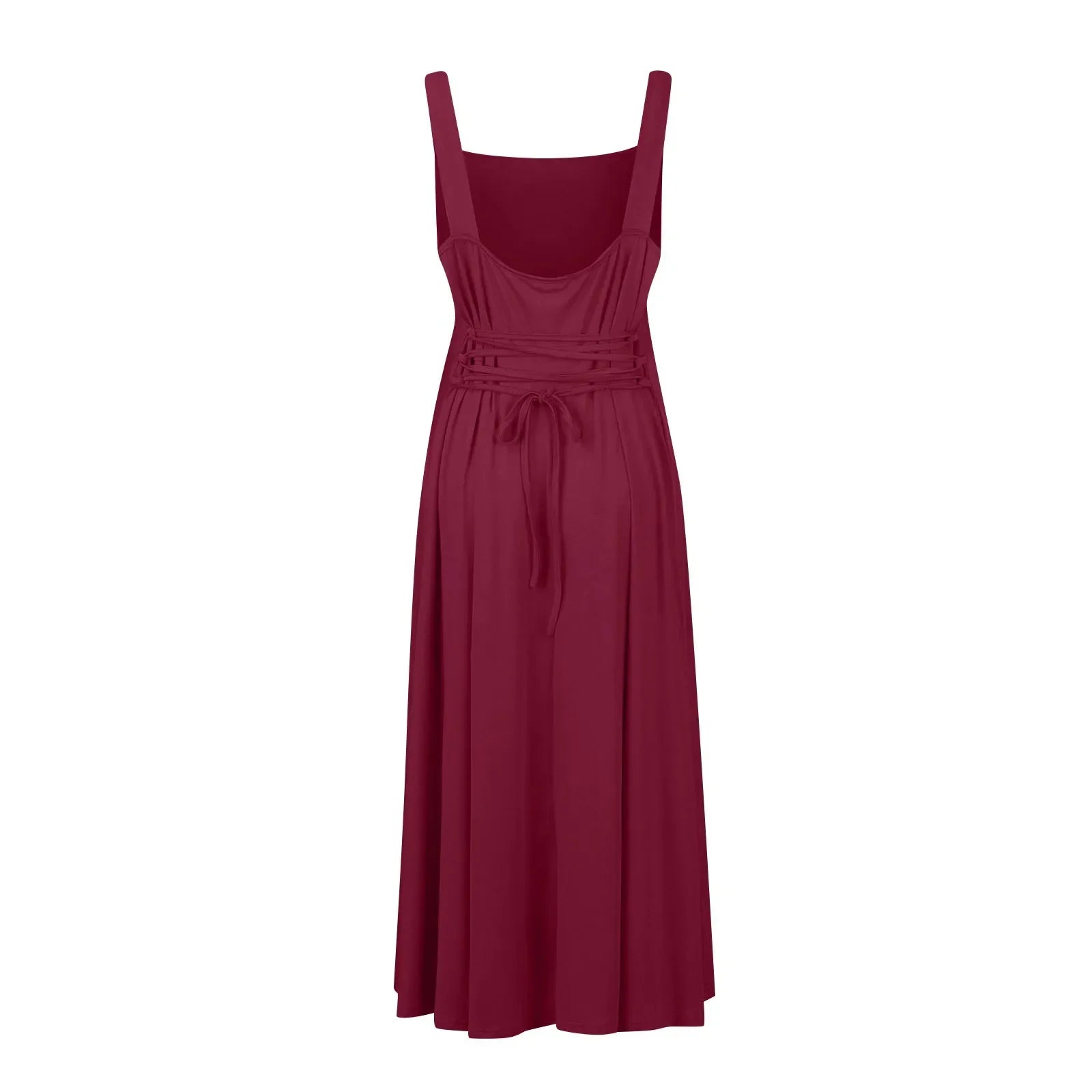 Women's Sleeveless Square Neck Back Lace Dress