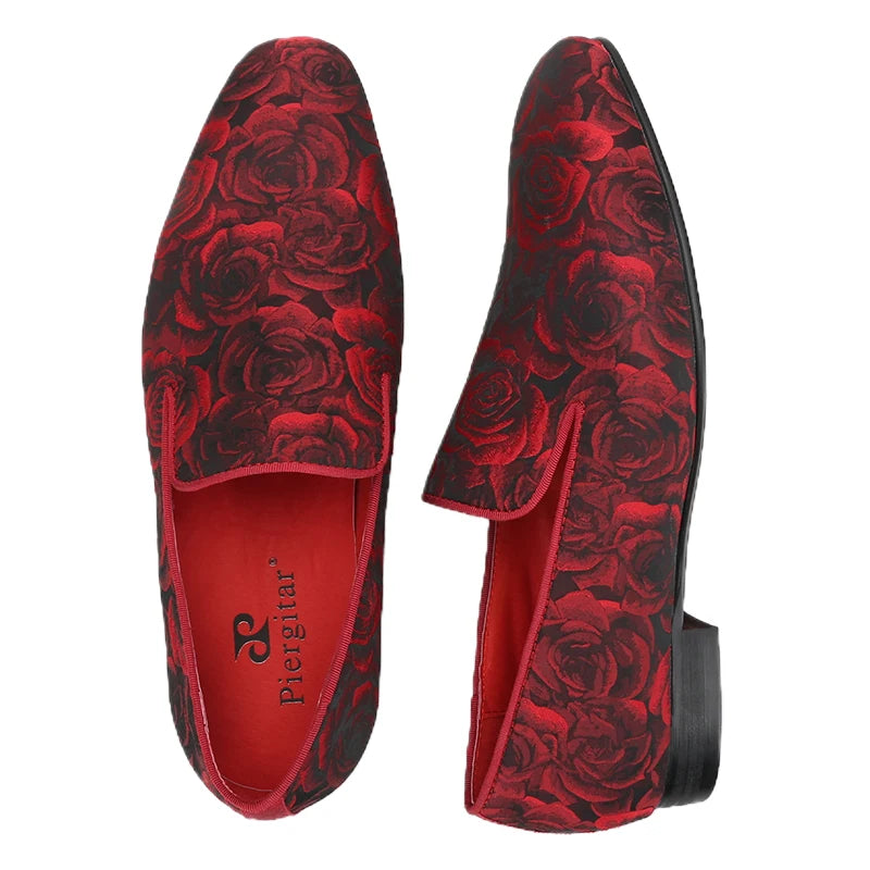 Piergitar Three Dimensional Flower Jacquard Fabric Men's Loafers For Party And Wedding Slip-On Moccasins Handmade In Guang Zhou
