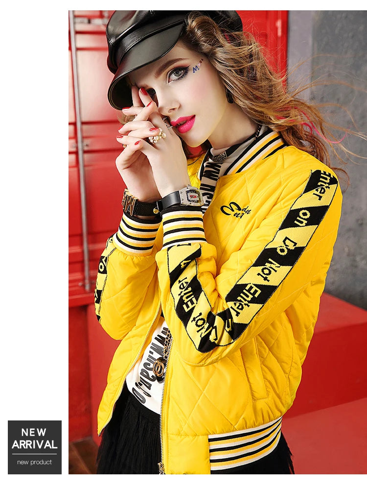 Yellow Winter coat for women short jackets for women Women's Long Sleeve coat Woman clothing Women's top