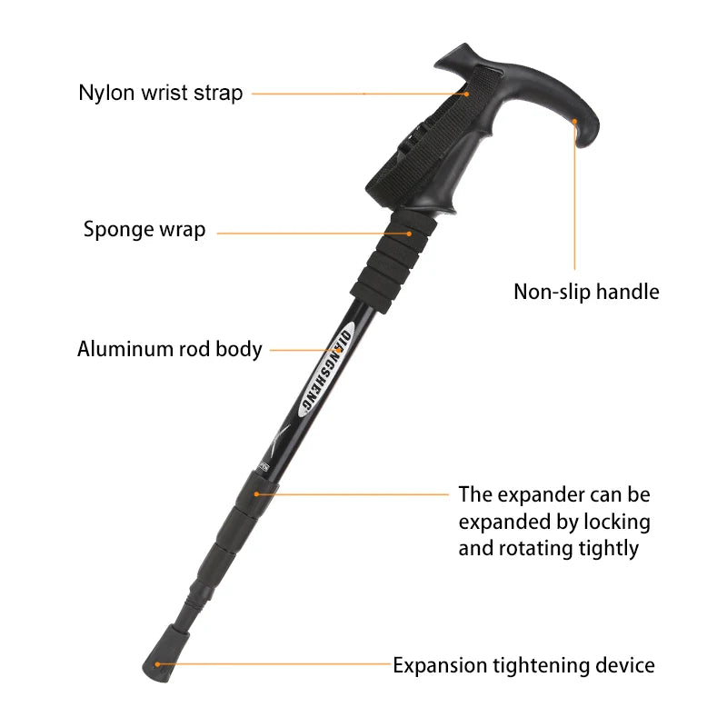 Outdoor Folding Portable Walking Hiking Telescopic Stick