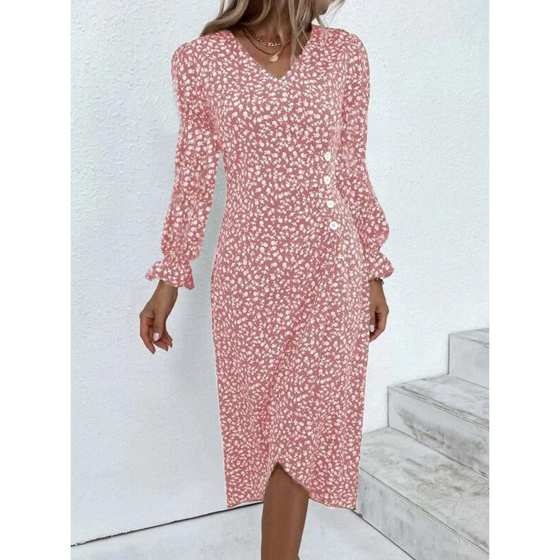 Women's V-Neck Floral Midi Dress