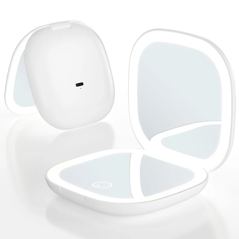 Led Magnifying Small Folding Makeup Mirror