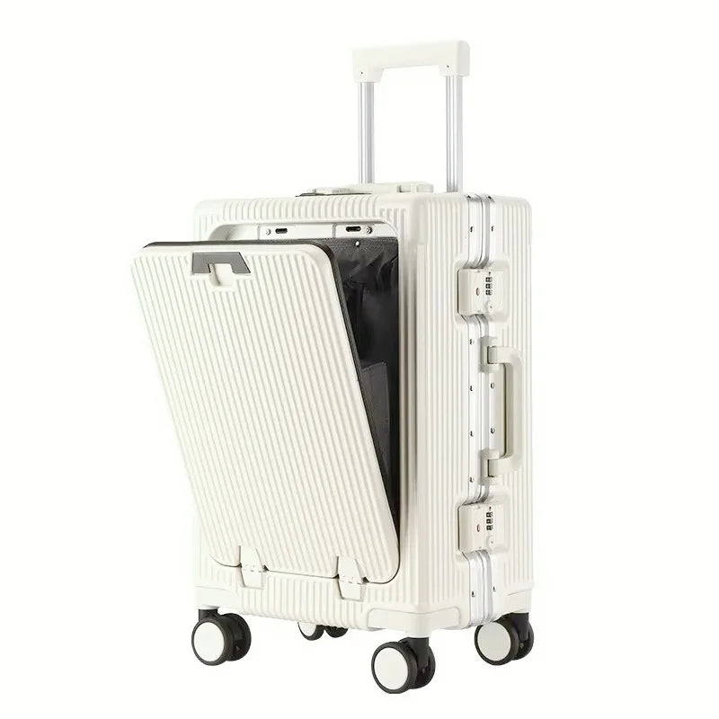 Aluminum Suitcase Front Opening Rolling Luggage